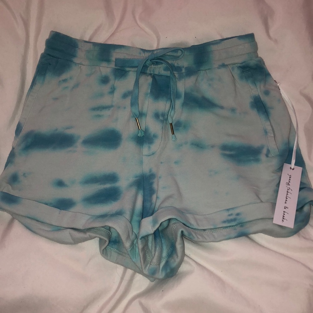 Young Fabulous & Broke Blue Tie Dye shorts